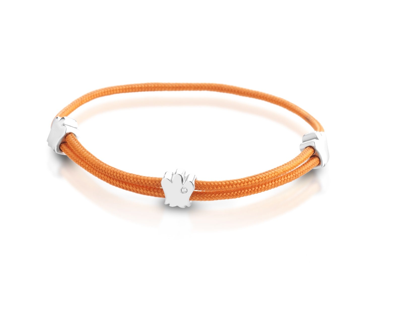 Orangefarbenes Schnurarmband mit silbernen Engeln - GIA272A