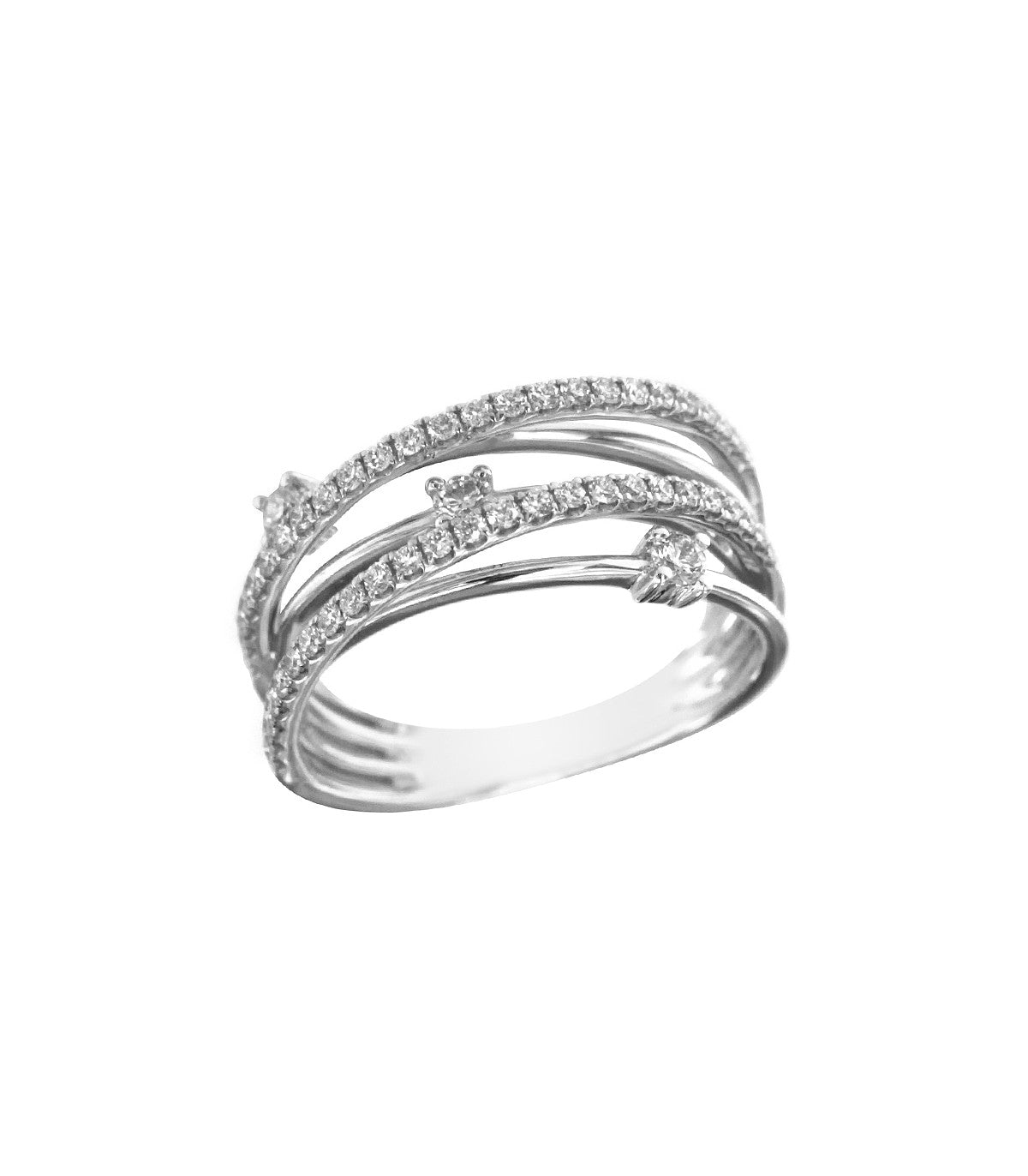 Anello veretta Giorgio Visconti oro bianco e diamanti, 0.51ct - ABX15841