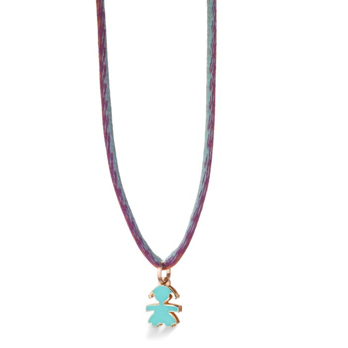 I MINI - CIONDOLO BIMBA ORO ROSA E SMALTO VERDEACQUA - LBB055-ACQ