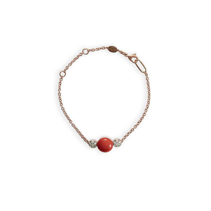 Bracciale Chantecler collezione Bon Bon in oro rosa 18kt, diamanti e corallo - 37997