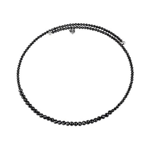 Chantecler-Halskette aus schwarzem Spinell und Silber – 38857