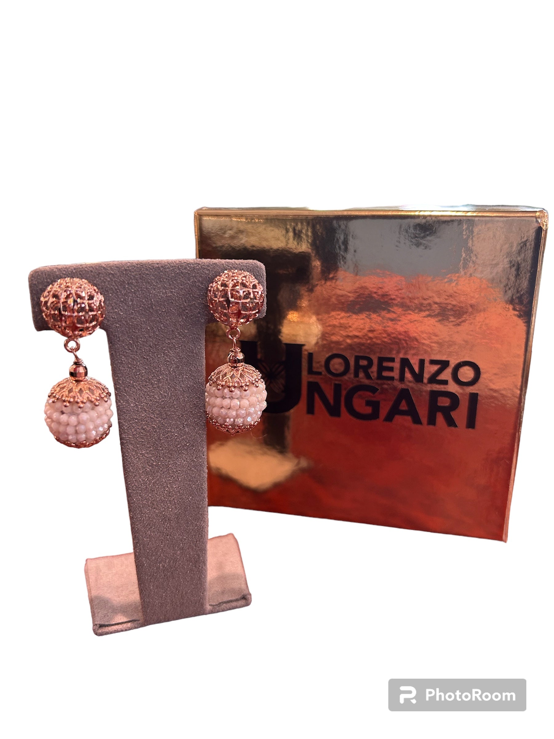 Ohrringe aus Rosébronze mit baumelnder Boulle - VEN OR 102