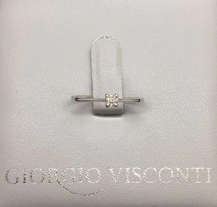 Anello solitario in oro bianco con diamante, 0.10ct - AB15559B