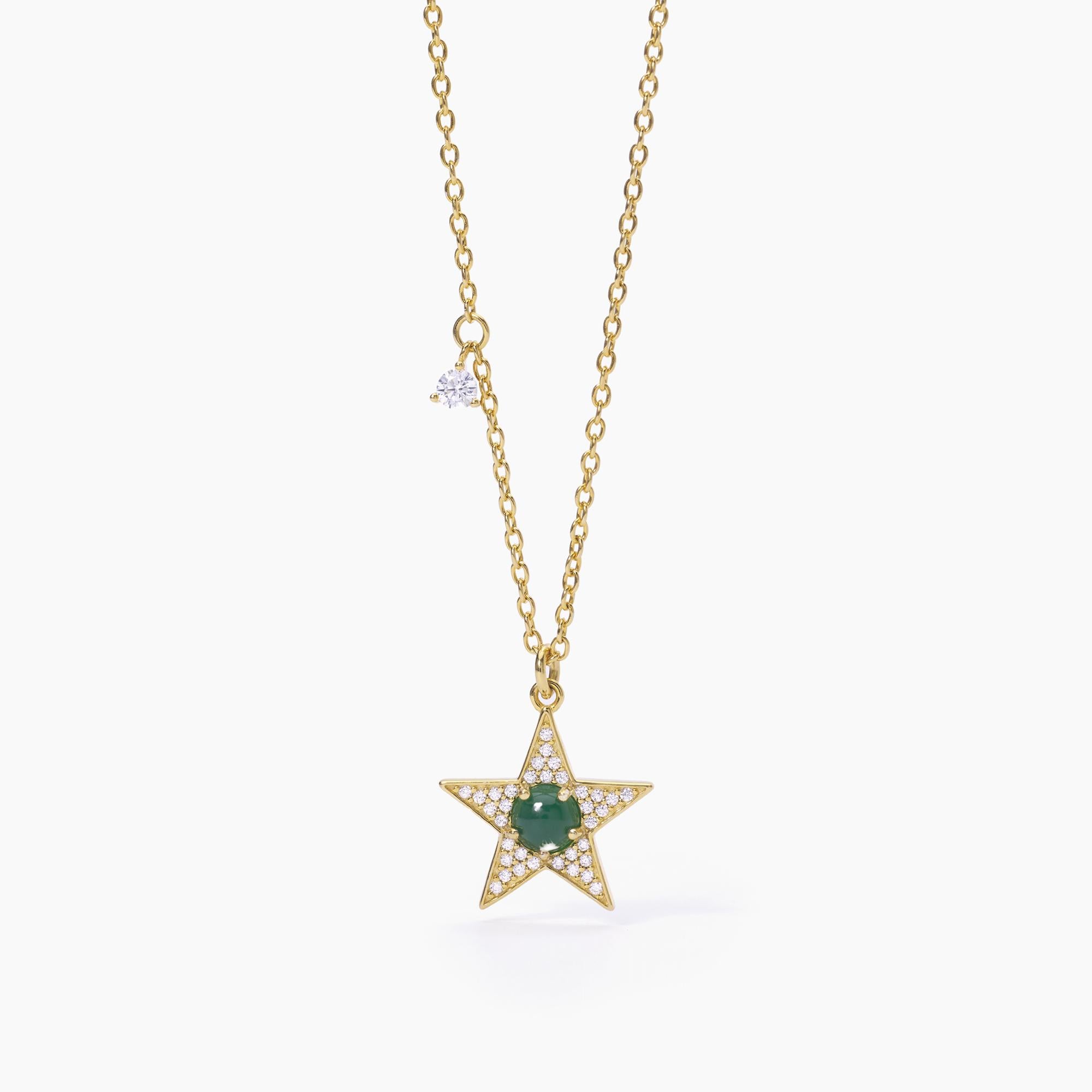 Mabina Donna – Choker STARLET mit goldenem Stern und grünem Achat – 553514