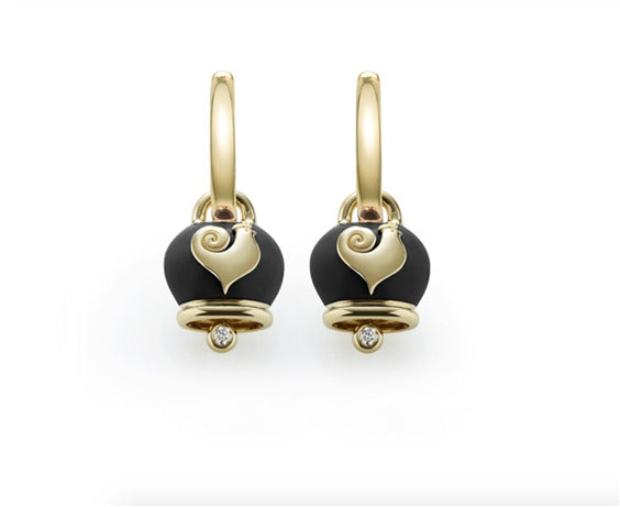 Campanella-Ohrringe aus Roségold, Emaille und Diamanten – 36615