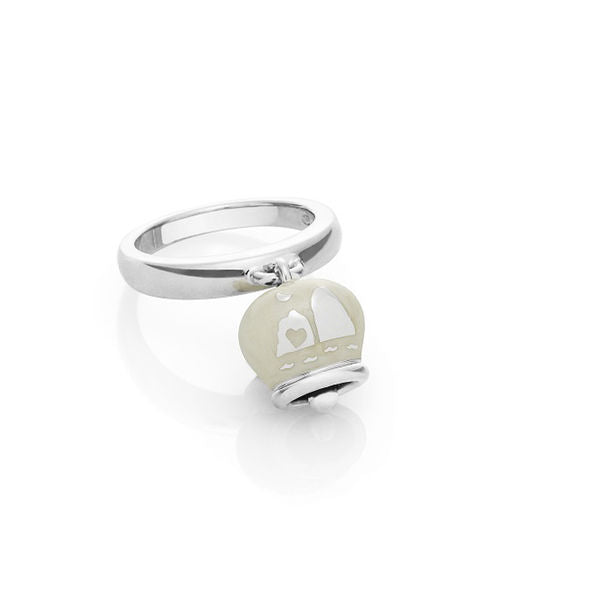 Anello Chantecler collezione Et Voilà in argento e smalto bianco - 36388