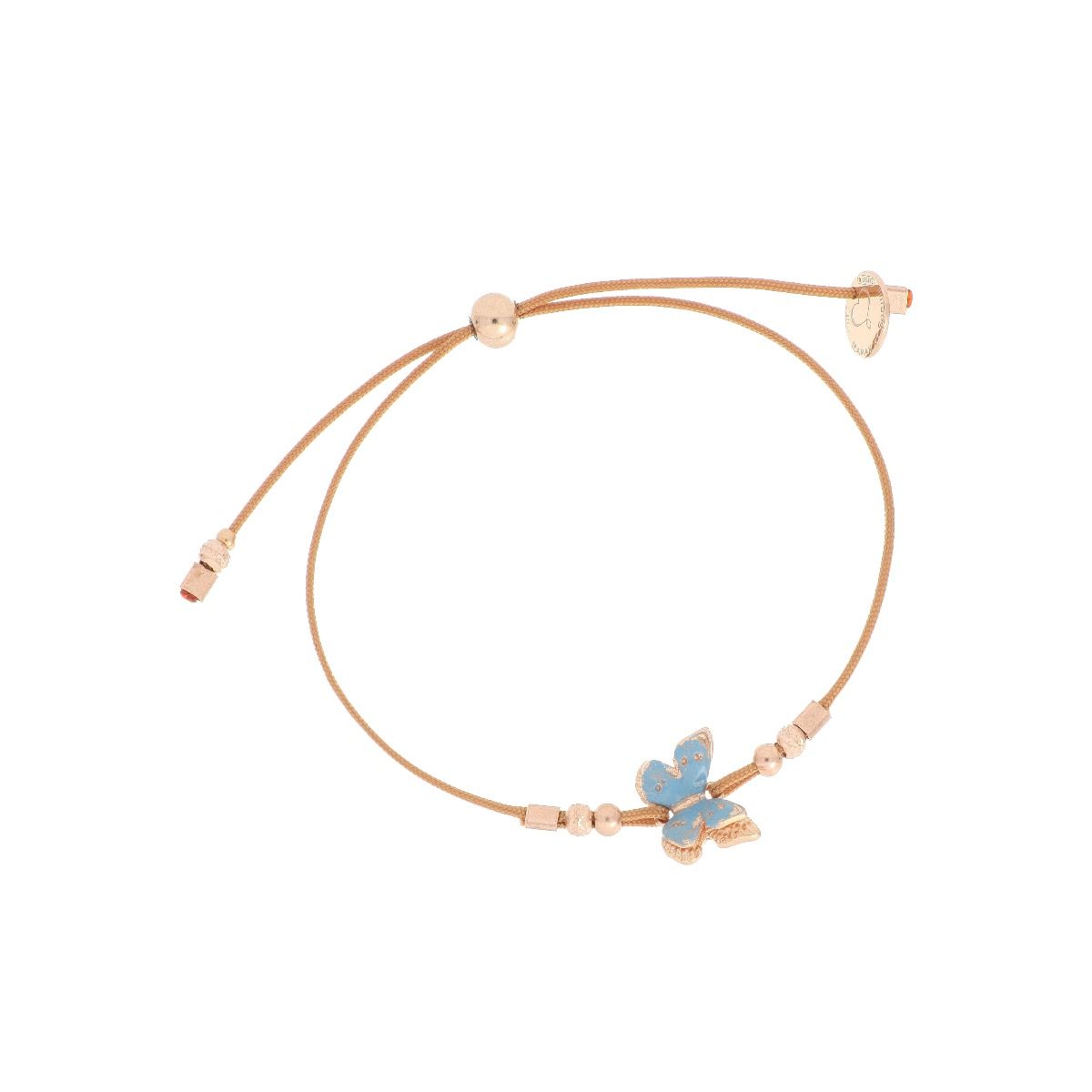 BEIGE FADENARMBAND MIT BLAUEM SCHMETTERLING - BFFARDM5