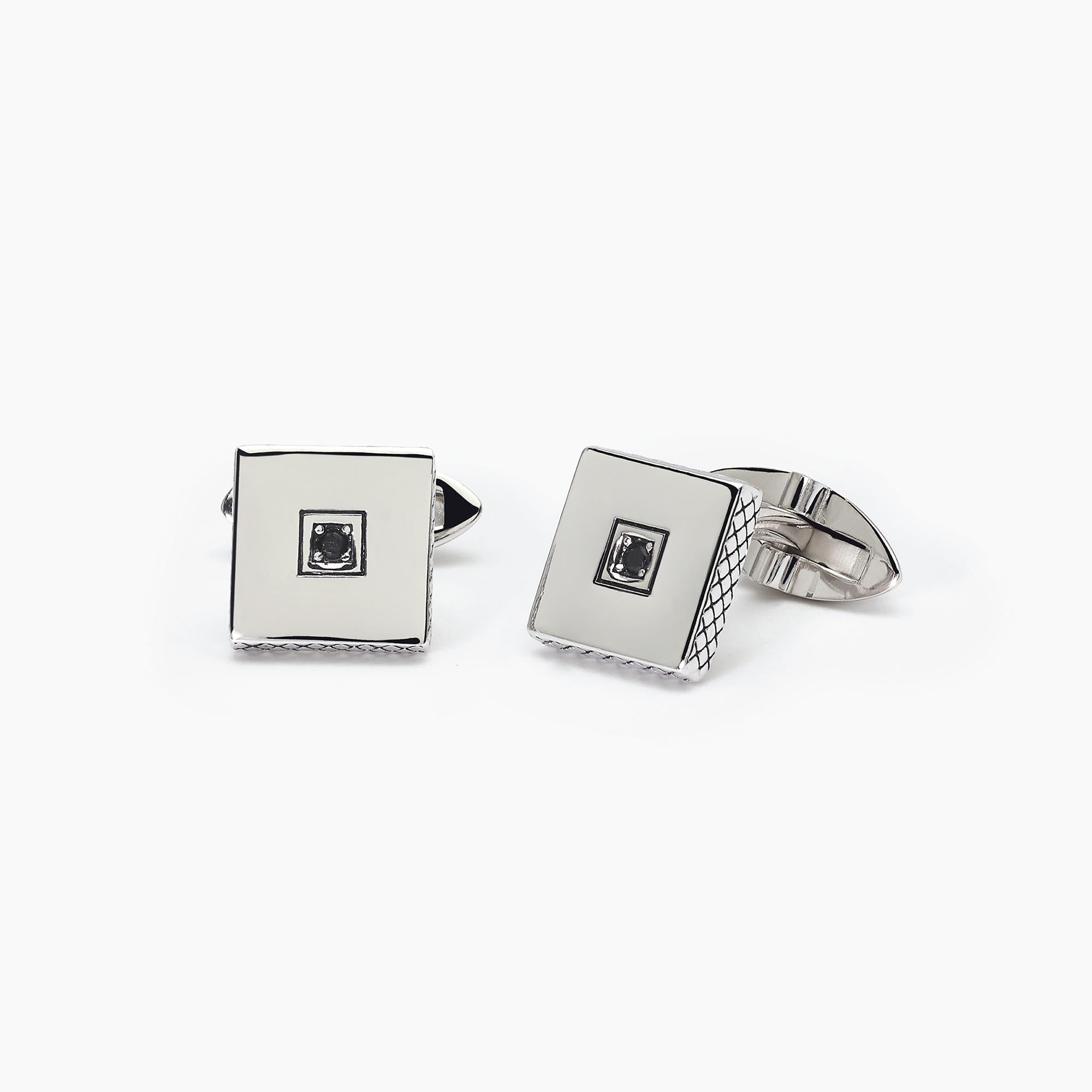 Mabina Uomo - BENIAMINO silver cufflinks with diamond finish - 573009