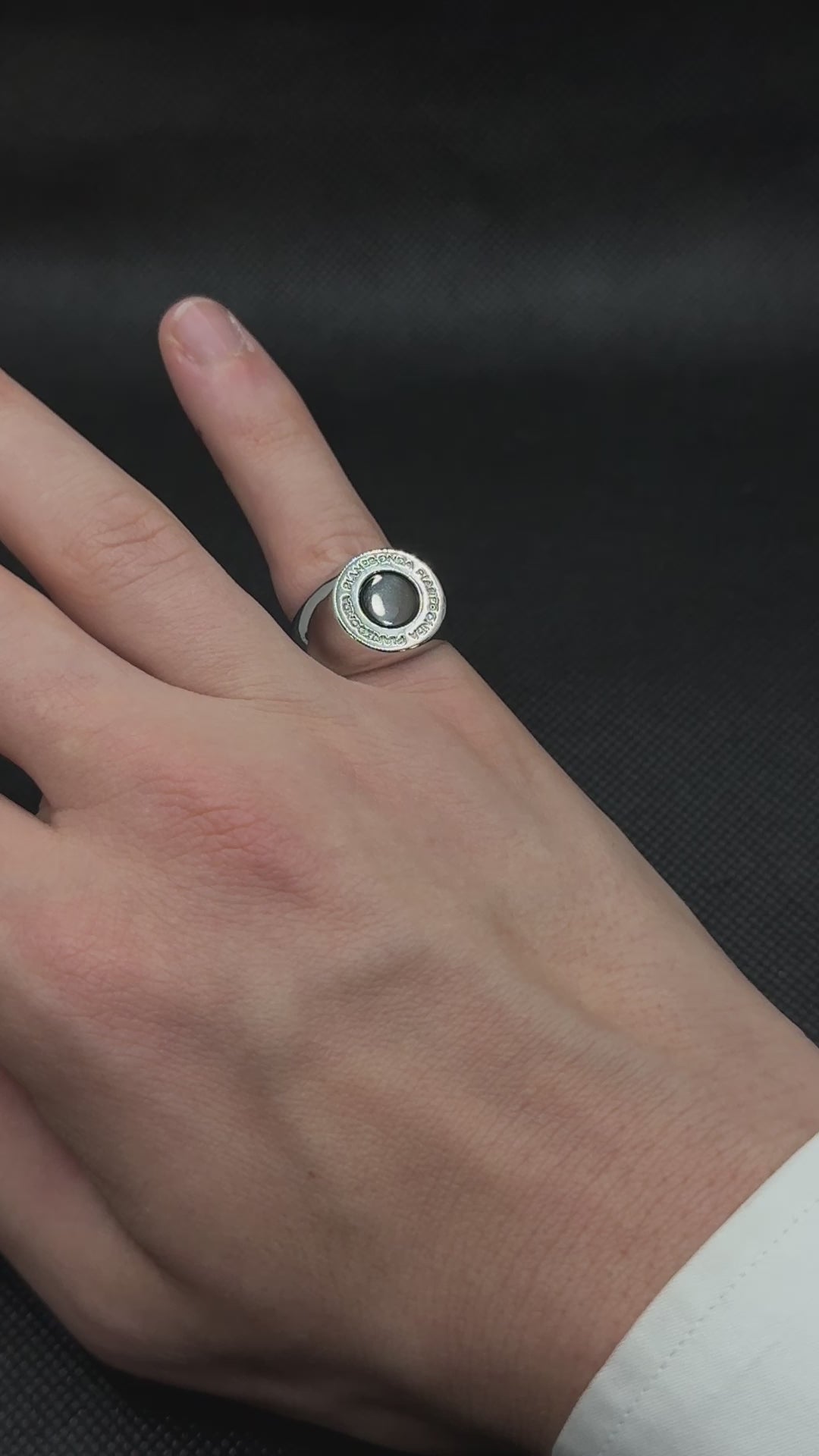 Pianegonda Unisex-Silberring mit schwarzem Onyx – AA010563
