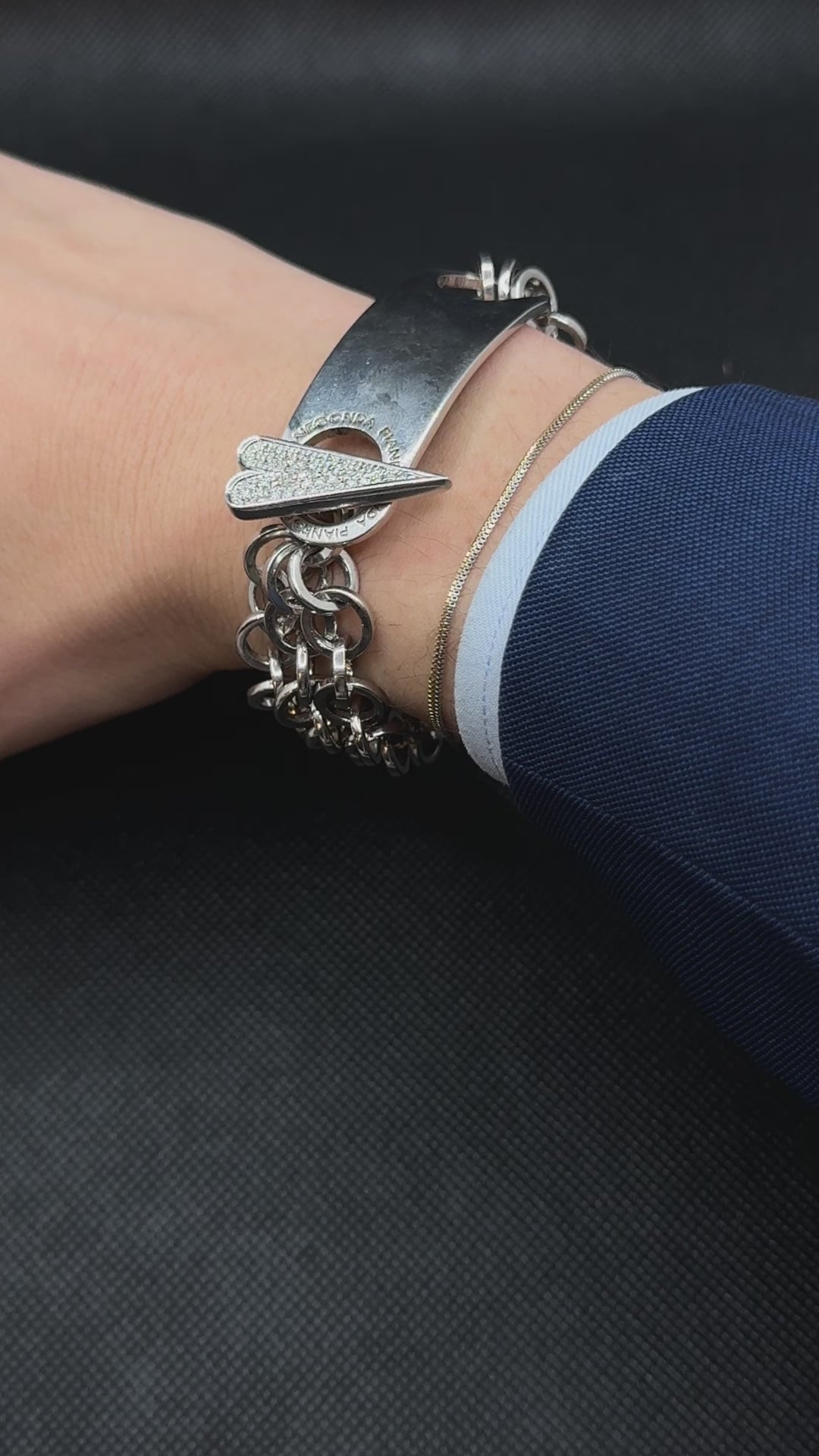 Pianegonda Silberarmband, in Silber mit Kettenglied und Herz mit Diamanten, 0,23 ct - BA010667