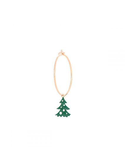 Monorecchino in argento dorato con alberello di natale smalto verde - ORNAT2AV