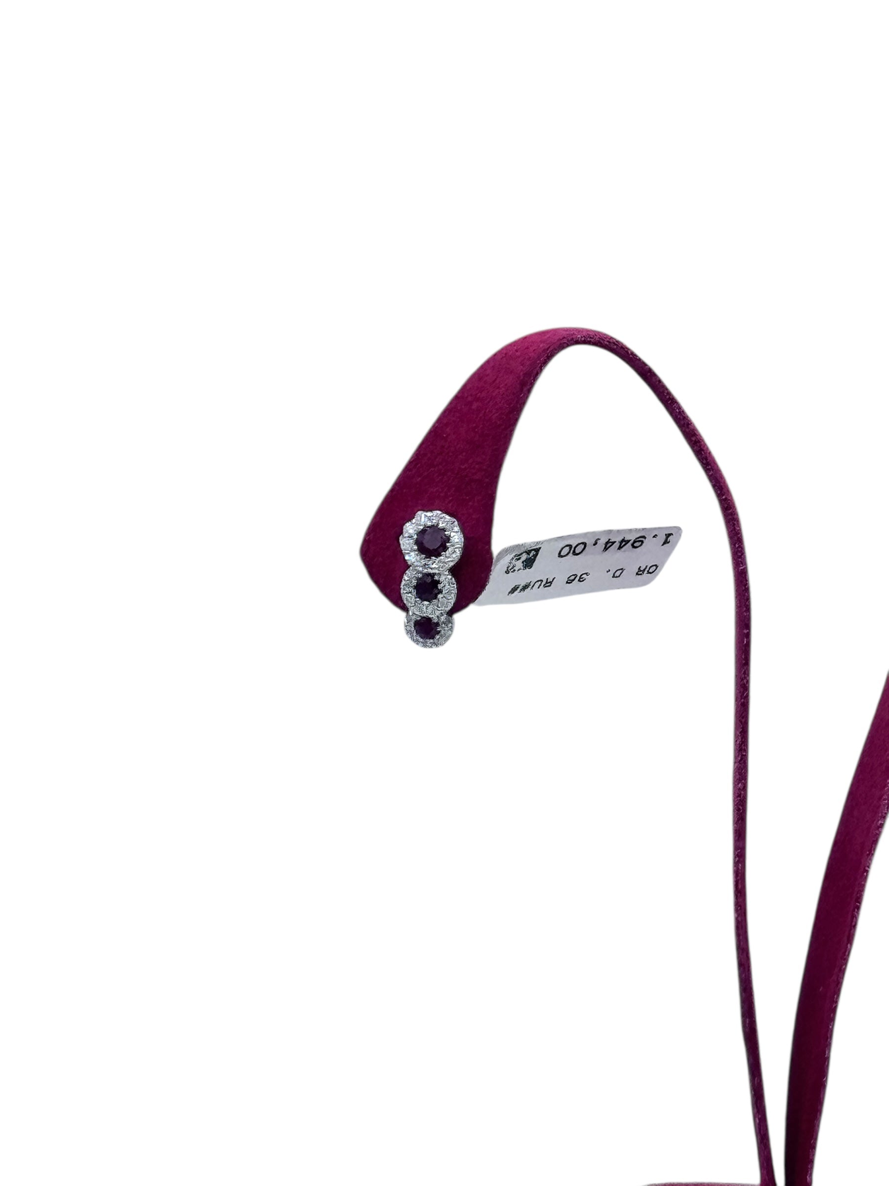 Diana - Orecchini trilogy in oro bianco 18kt, rubini e giro di diamanti - OR D. 36 RU