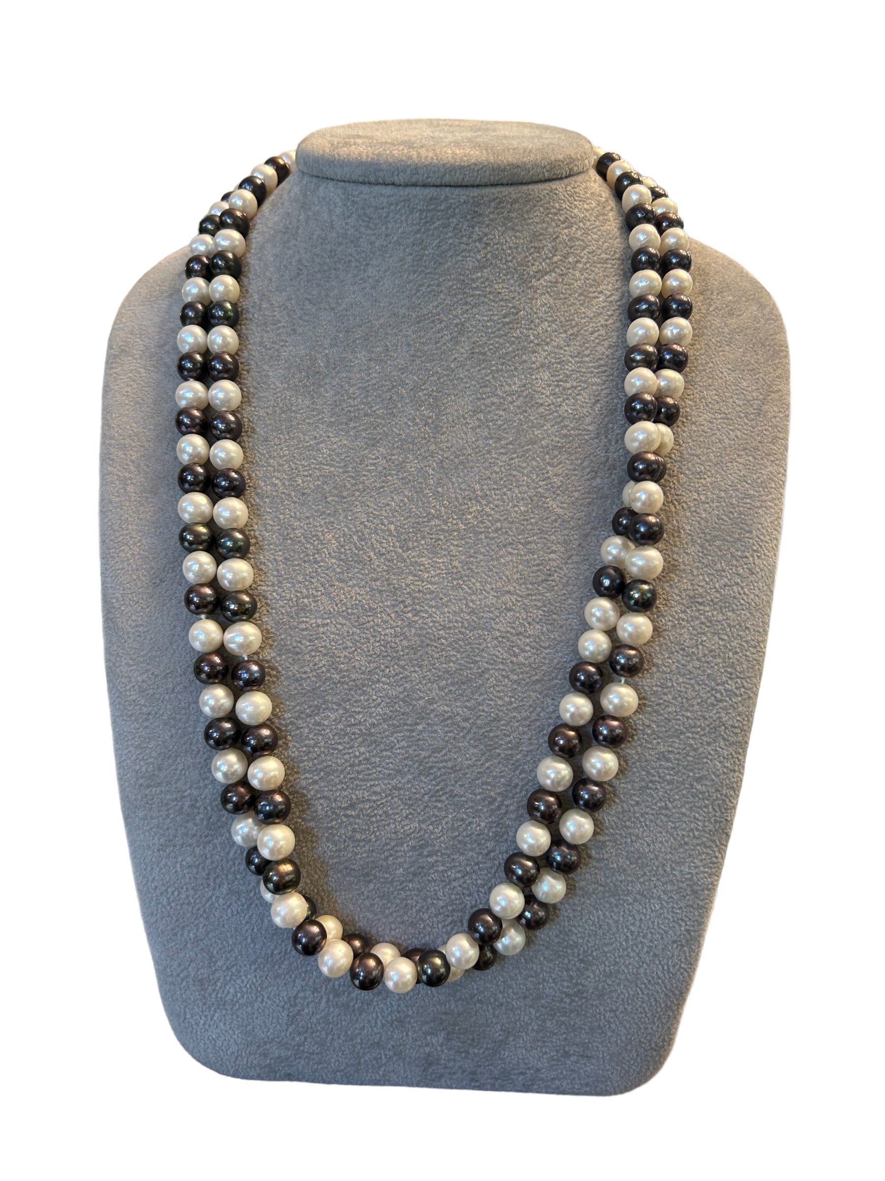 Mazza - Collana perle grigie Tahiti e perle bianche Fresh Water, chiusura in argento 925  - COL PERLE TAHITI