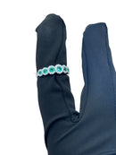 Diana - Veretta in oro bianco 18kt, giro di diamanti e 7 smeraldi - AN D. 36-7 SM