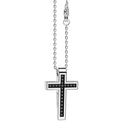 Collier croix en or blanc et diamants noirs - EC579BR