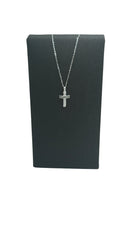 Collana Zancan croce in oro bianco 18kt, diamanti bianchi e diamanti neri - EC909B