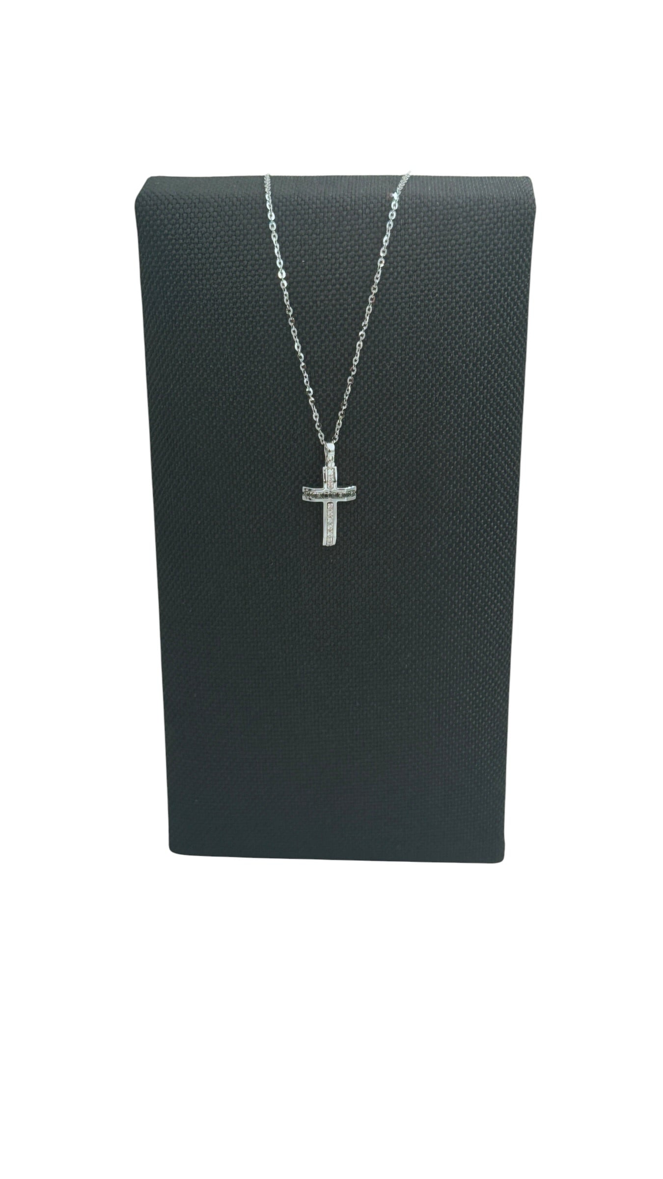 Collana Zancan croce in oro bianco 18kt, diamanti bianchi e diamanti neri - EC909B