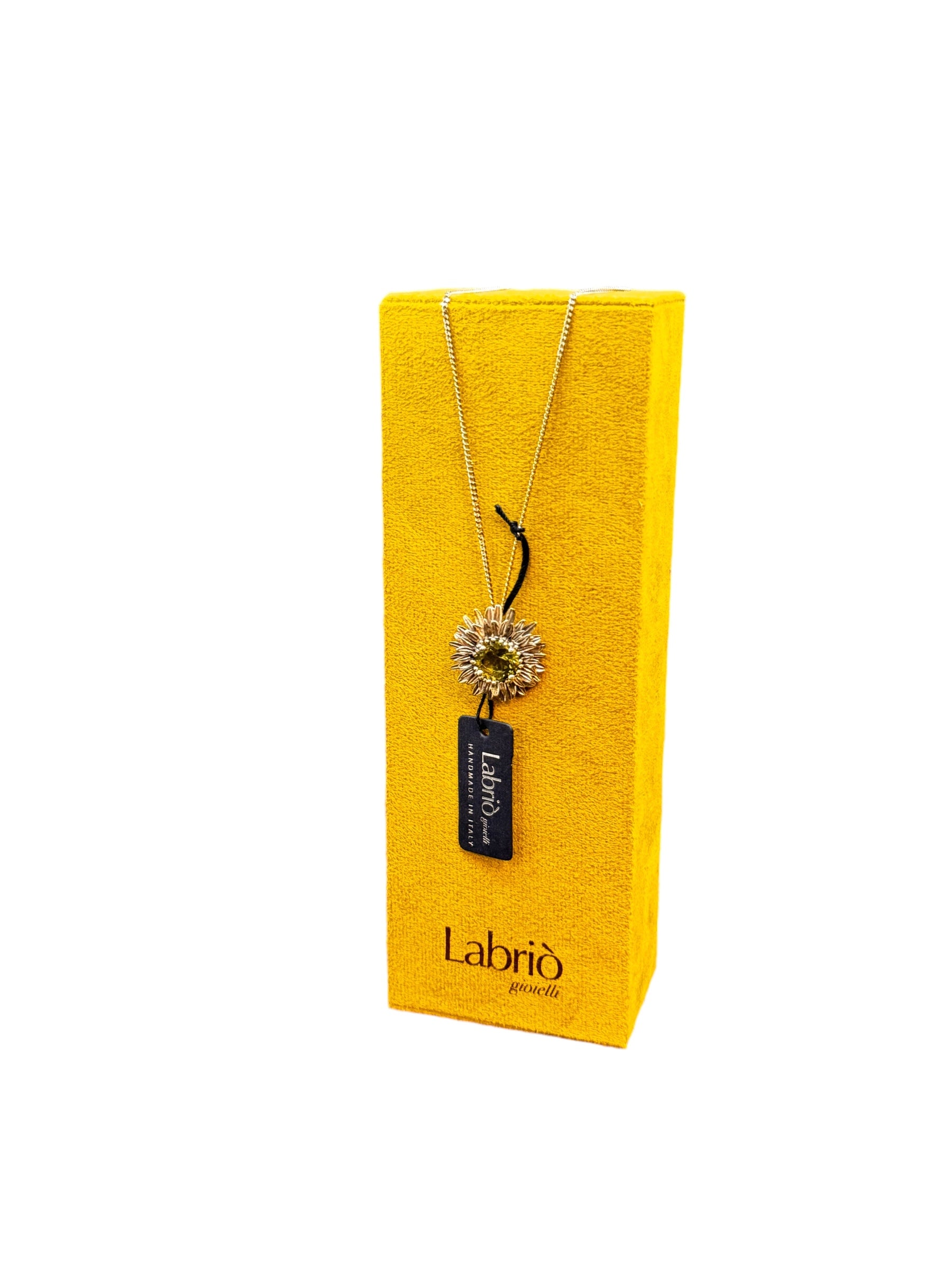 COLLANA LABRIOLA GIRASOLE IN ARGENTO CON QUARZO VERDE TORMALINA - 2226