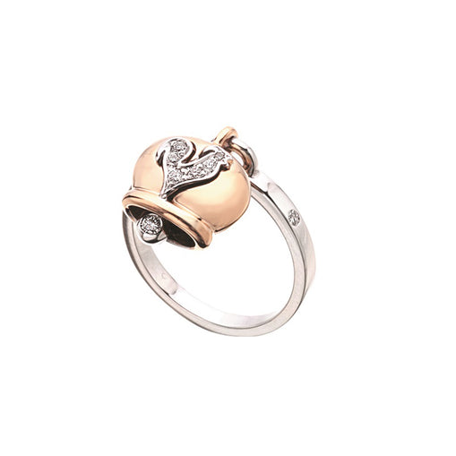 Anello Chantecler Campanella in oro rosa 18Kt, diamanti e gallo in pavé di diamanti - 23897