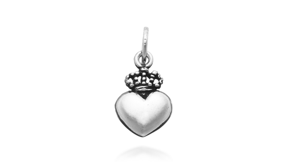 charm cuore con corona - 06418