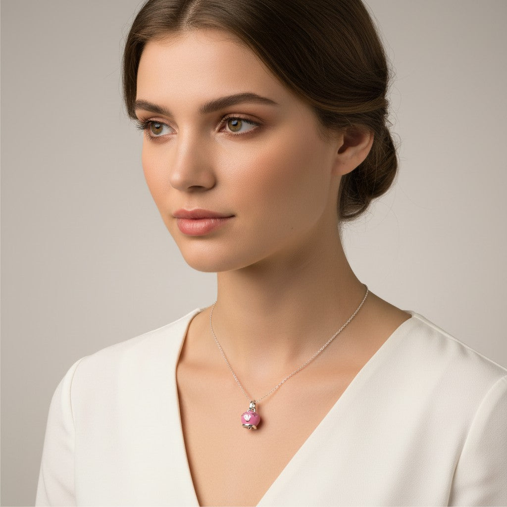 Ciondolo Chantecler campanella media in argento e smalto rosa - 41887
