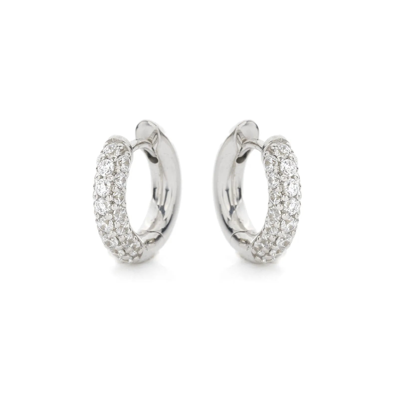 Orecchini Buonocore in oro bianco 18kt a cerchio & diamanti bianchi (3 file) 12mm, 0.47ct - 083O01DW