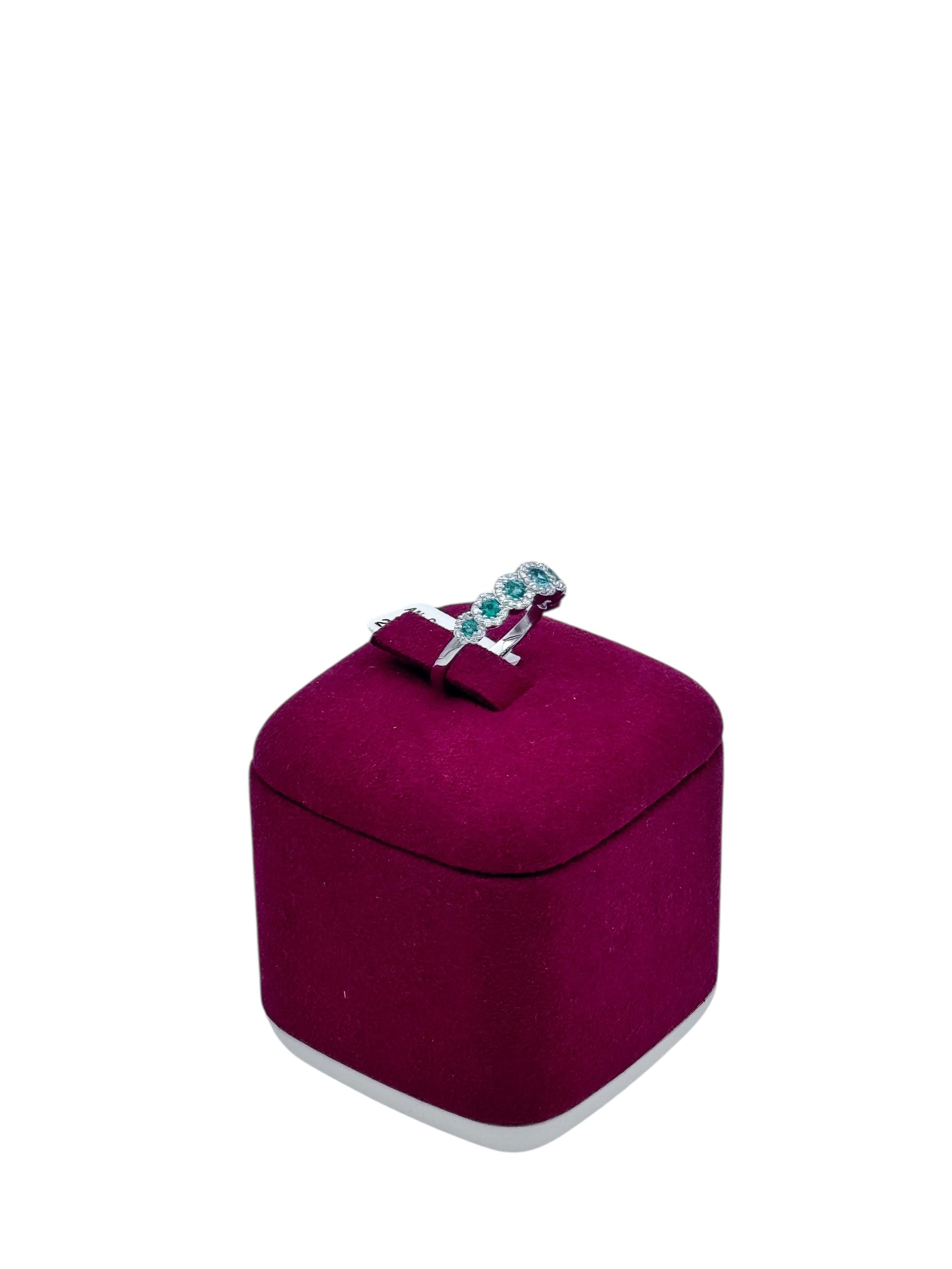 Diana - Veretta in oro bianco 18kt, giro di diamanti e 7 smeraldi - AN D. 36-7 SM