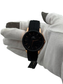 Daniel Wellington Uhr, Kautschukarmband, schwarzes Zifferblatt, roségoldfarbene Lünette, 40 mm – DW00100412