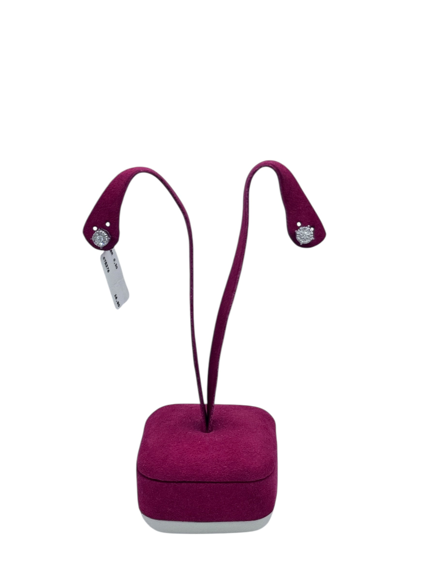 Diana - Orecchini in oro bianco 18kt e mosaico di 8 diamanti - OR MAGIC N08-2