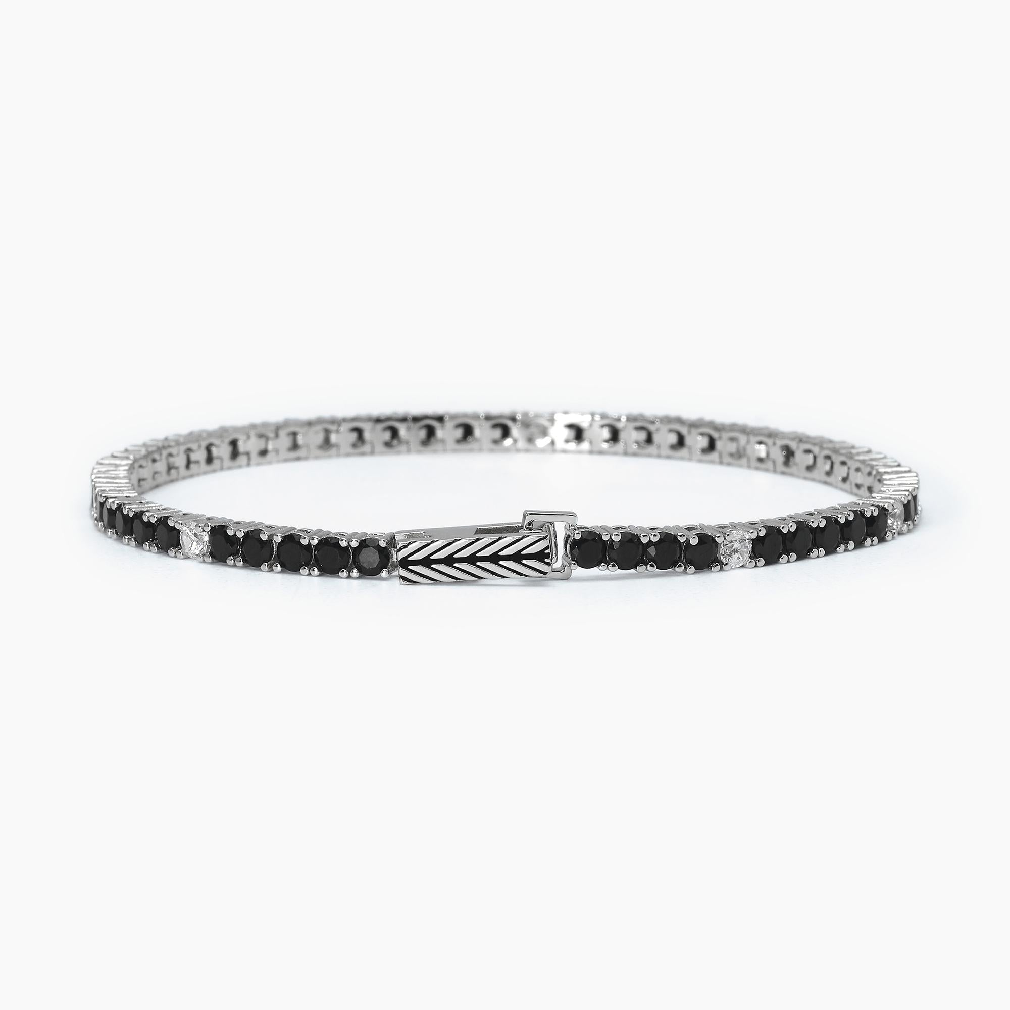 Mabina Homme - Bracelet tennis noir et blanc TENNIS CLUB - 533696-S