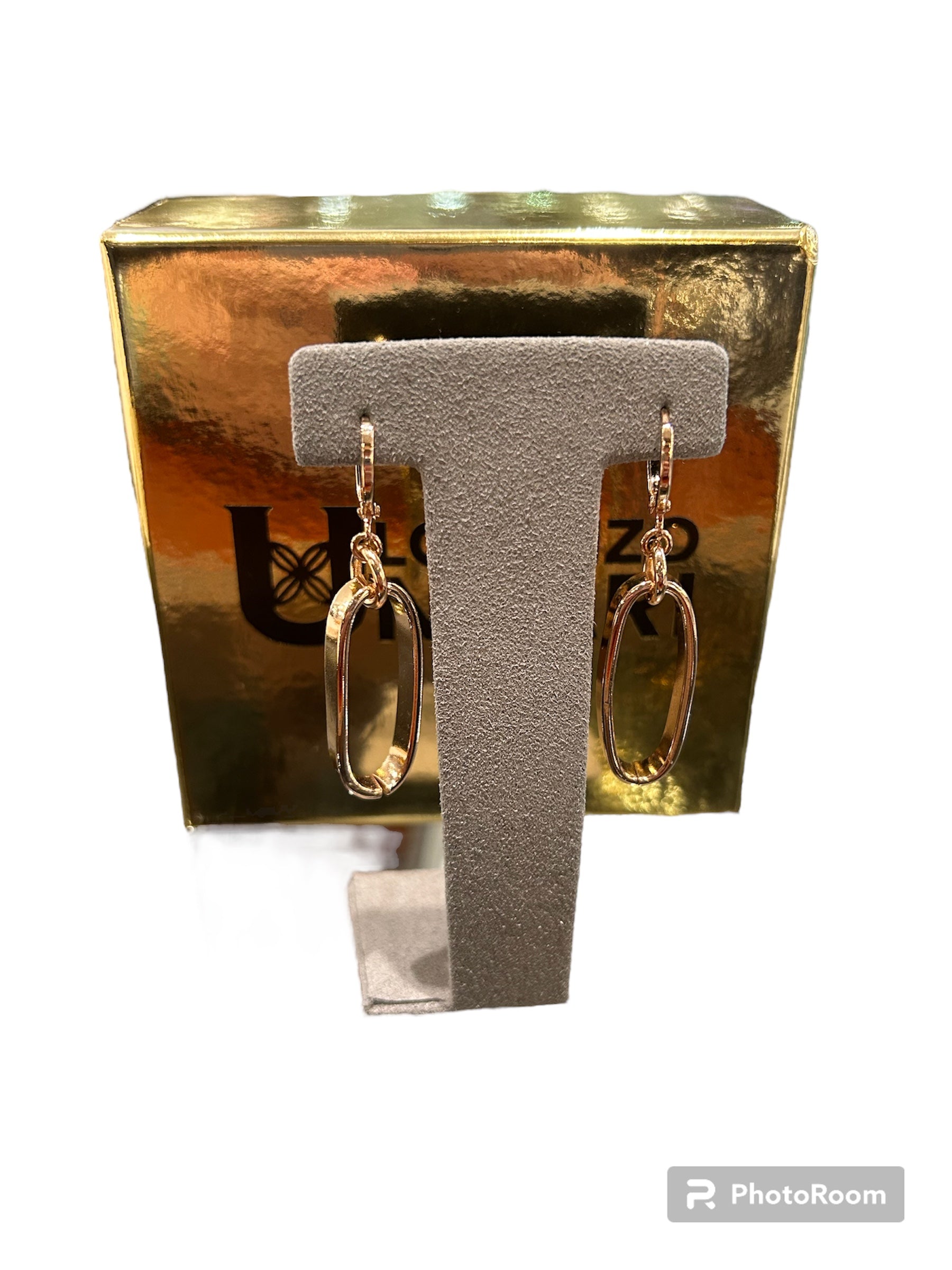 Long oval hanging rose bronze earrings - MAGIC OR 111