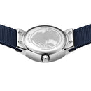 Classic | argento brilliante cinturino blu maglia milanese | 10126-307