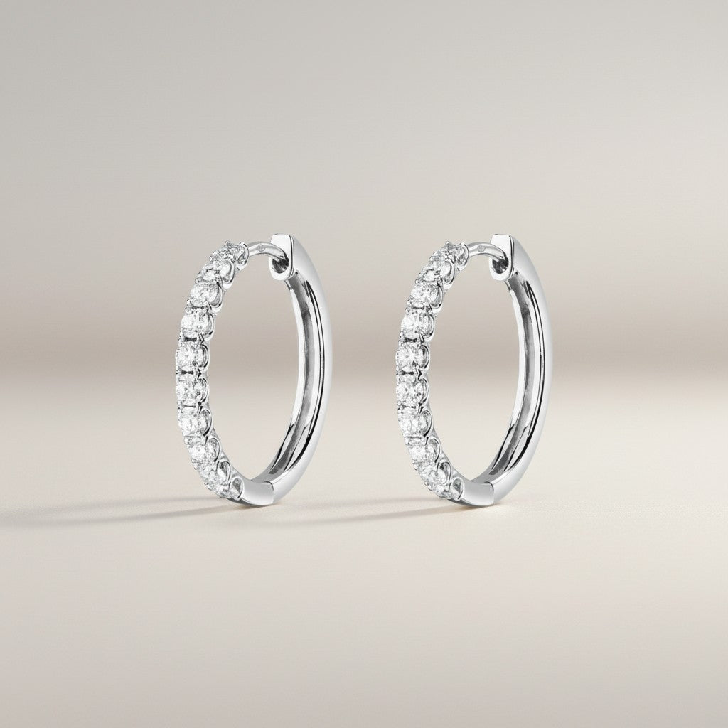 Orecchini Buonocore a cerchio in oro bianco 18kt con diamanti bianchi, 0.33ct - 1070O01DW