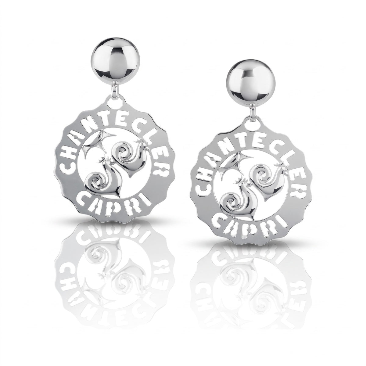 Orecchini Chantecler Logo Galli e Sole piccoli in argento - 38916