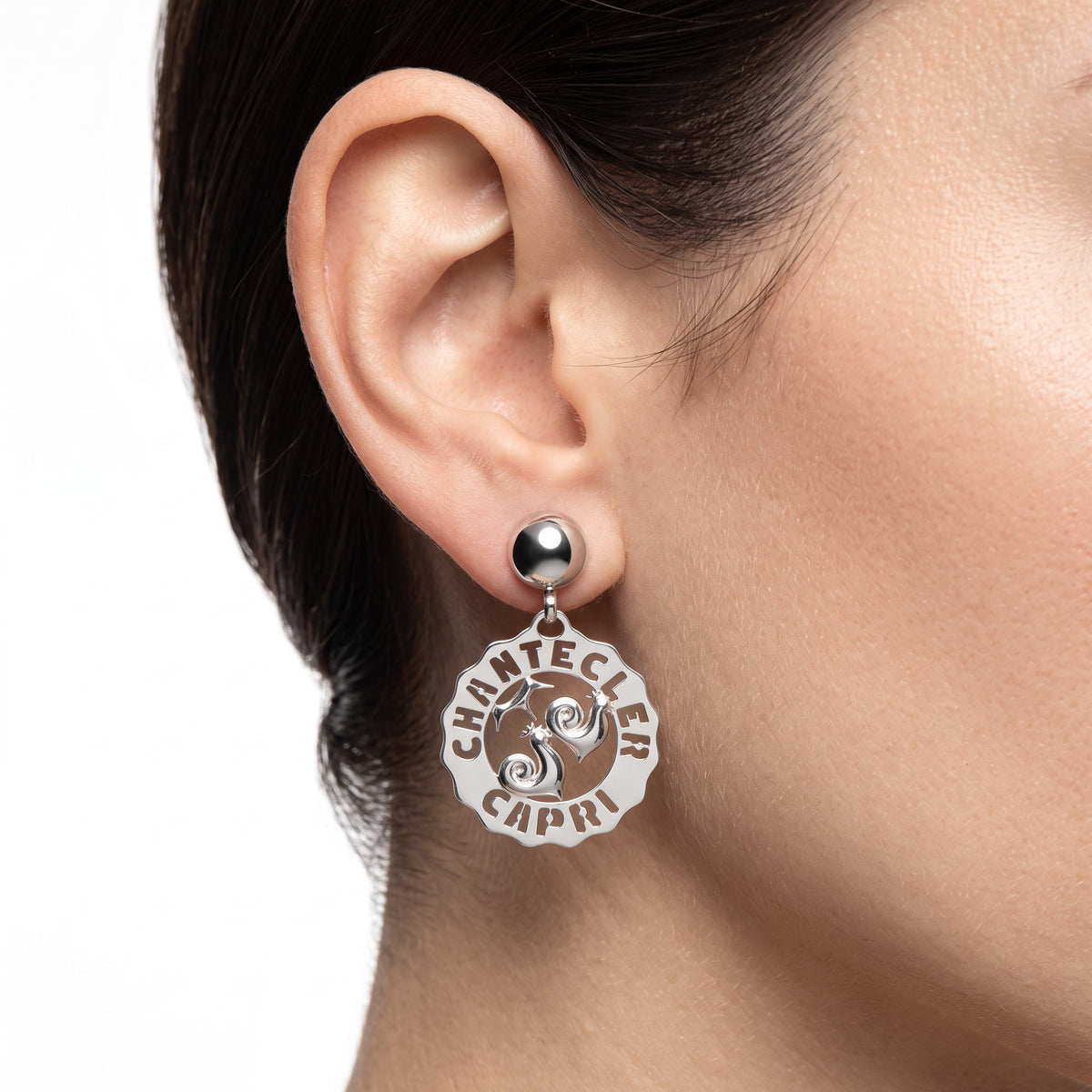 Orecchini Chantecler Logo Galli e Sole piccoli in argento - 38916