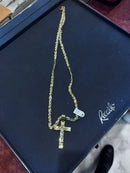 Collana e croce in oro giallo 18kt