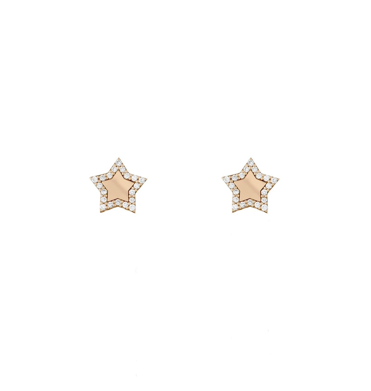 Orecchini oro rosa con stella di pavè diamanti - 1109O01DP