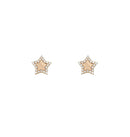 Rose gold earrings with pavé diamond star - 1109O01DP