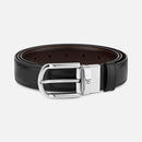 REVERSIBLE BLACK/BROWN LEATHER BELT 30 MM WITH HORSESHOE BUCKLE - 111080