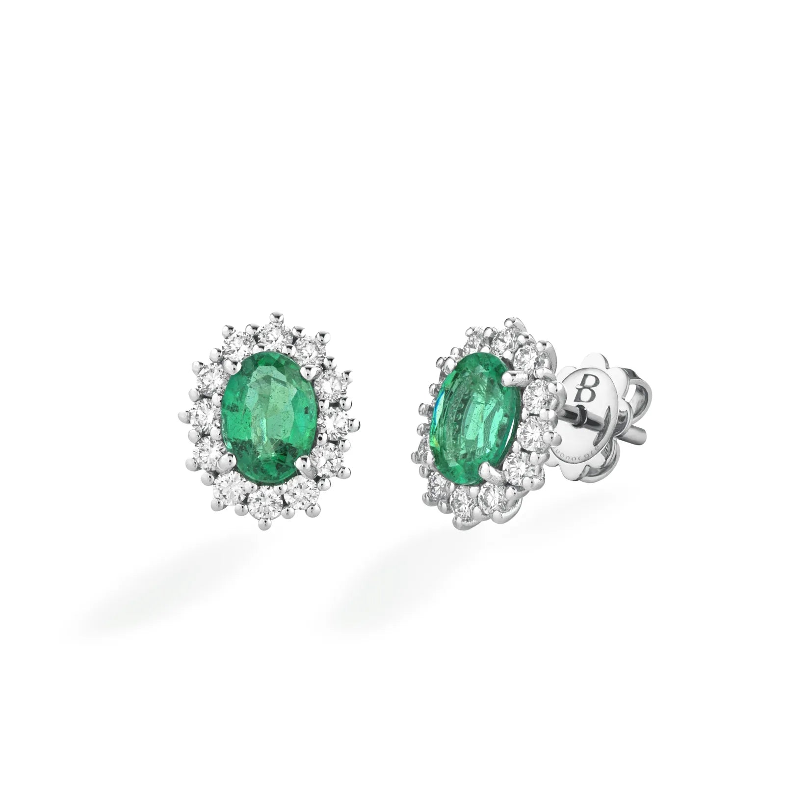 Orecchini Buonocore con smeraldi in oro bianco 18kt e diamanti, 1.30ct di smeraldi - 1205O01MW