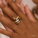 Golden silver snake ring - 12203EM