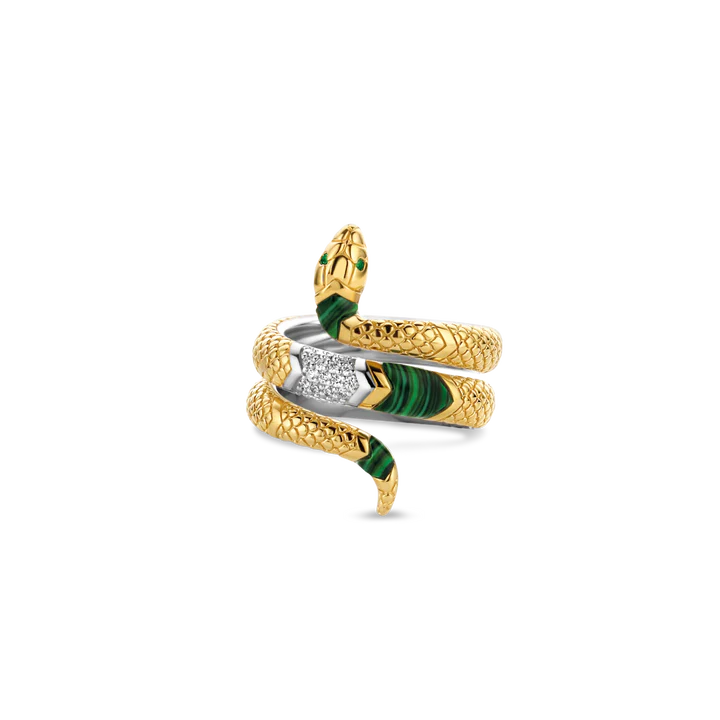 Golden silver snake ring - 12203EM