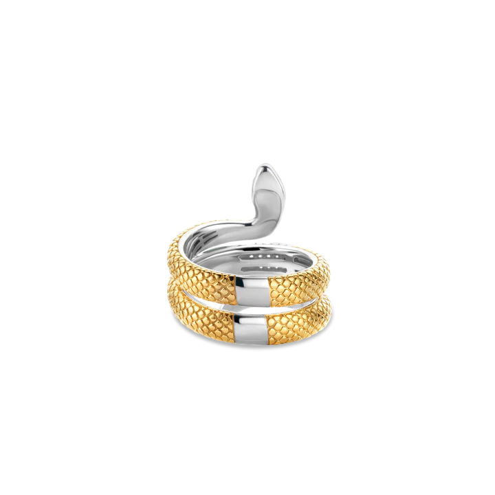 Golden silver snake ring - 12203EM