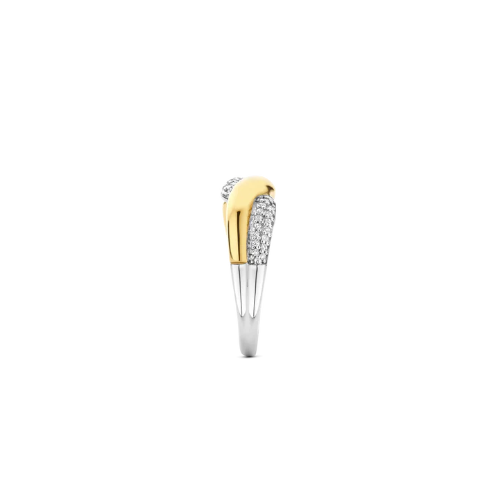 Anello TI SENTO MILANO ad intreccio bicolore, in argento e zirconi - 12370ZY