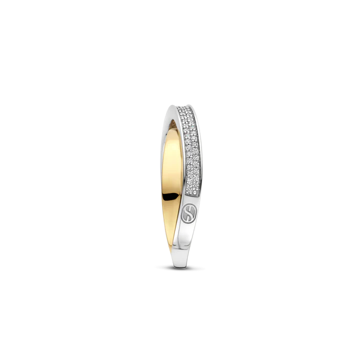 Anello TI SENTO MILANO abbraccio, in argento dorato e zirconi bianchi - 12395ZY