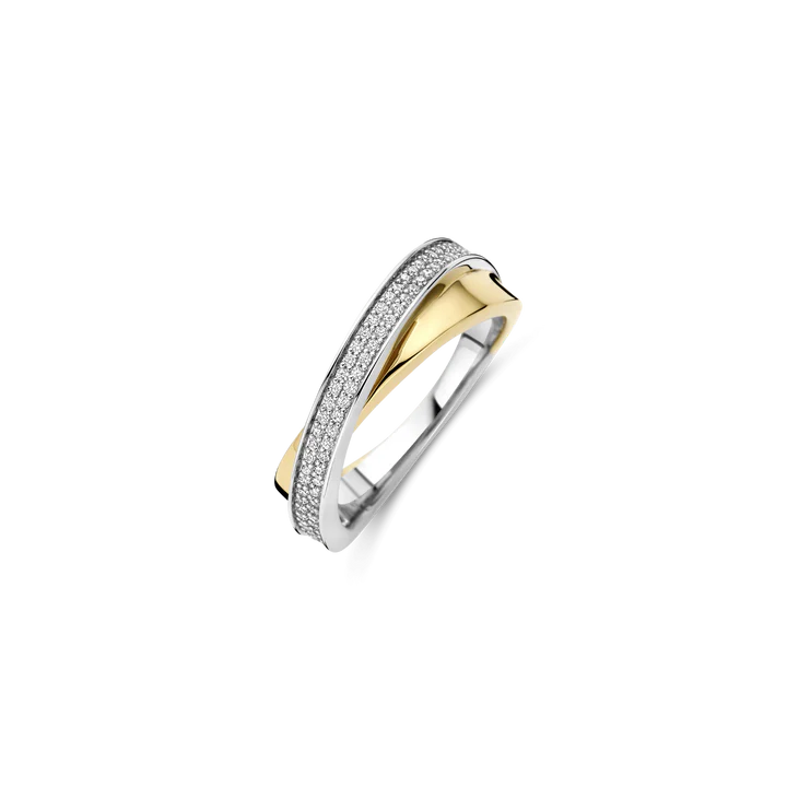 Anello TI SENTO MILANO abbraccio, in argento dorato e zirconi bianchi - 12395ZY