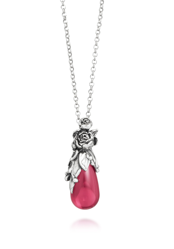 Collana GIOVANNI RASPINI in argento, pendente goccia peonie - 12420