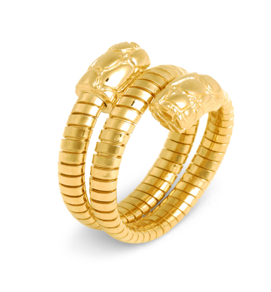ANELLO GIOVANNI RASPINI IN ARGENTO DORATO, tubogas croco doppio - 12544