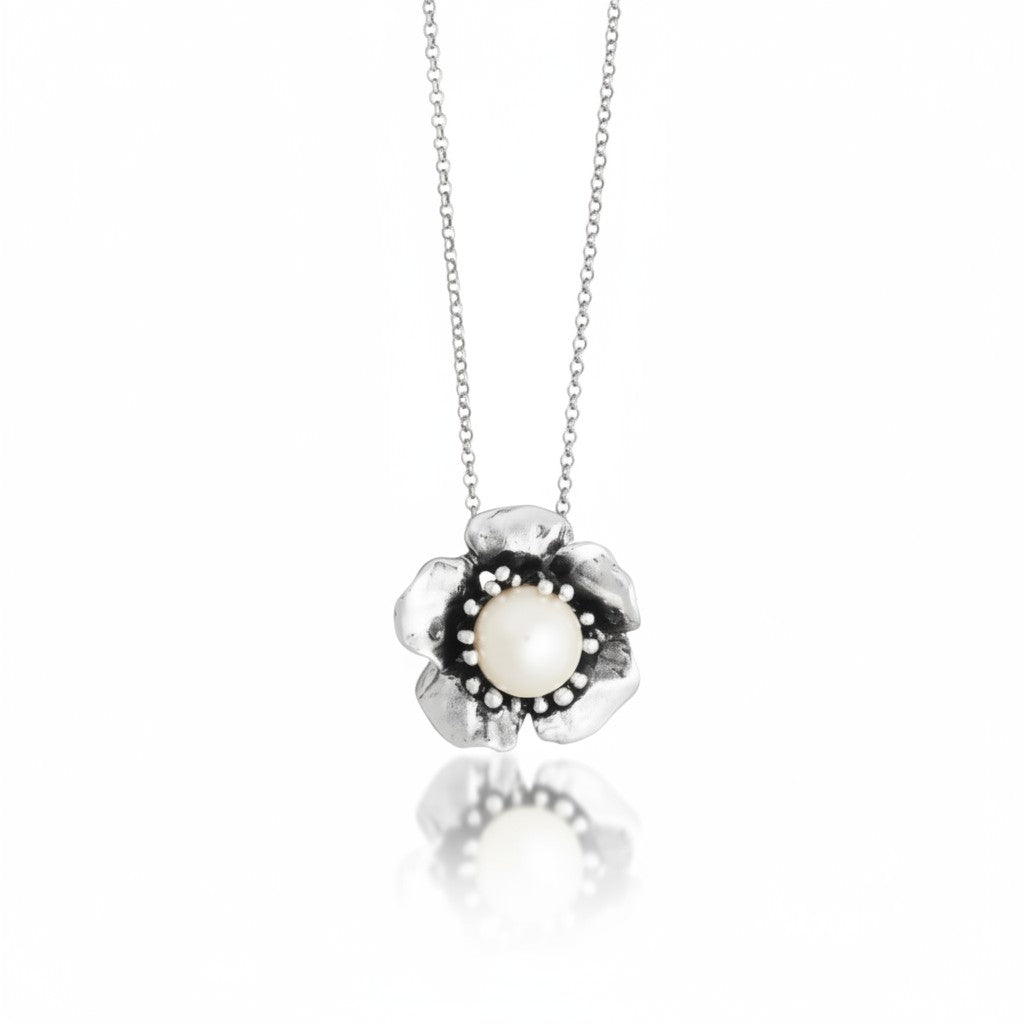 Collana Giovanni raspini in argento, pendente magnolia - 12632