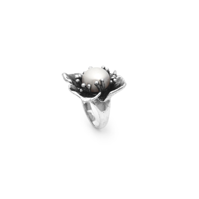 Anello Giovanni raspini in argento, magnolia grande - 12635